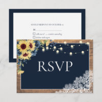 Rustikale Navy Blue Sonnenblumenblume Spitzen-Holz