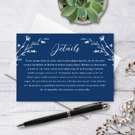 Rustikale Navy Blue Wildblume Hochzeitskarte Begleitkarte