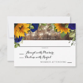 Rustikale Navy-Rose, Sonnenblumen-Hochzeit RSVP Karte