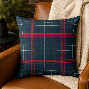 Rustikale Navy-Rot-Grüne Tartan Karo Weihnachten Kissen