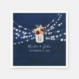 Rustikale Navy-String-Lights Hochzeit von Napkins Serviette