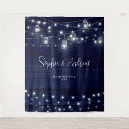 Rustikale Navy Wood Mason Jars Lights Wandteppich