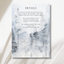 Rustikale Nebel-Schnee-Wald-Berg-Hochzeitsdetails