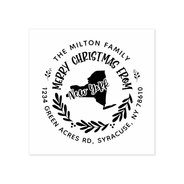 rustikale neue york fröhliche Weihnachtsfeier Rück Gummistempel (Prägung)