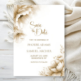 Rustikale neutrale Blumenhochzeit - Save-the-Date- Save The Date