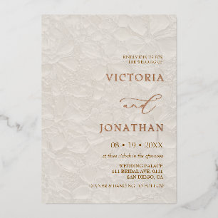 Rustikale neutrale Blüte Alles in einer Hochzeit Folieneinladung