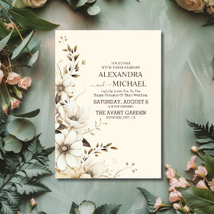 Rustikale neutrale Boho-Blumenhochzeit Einladung