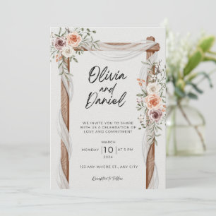 Rustikale neutrale Boho-Blumenzelleneinladung Einladung