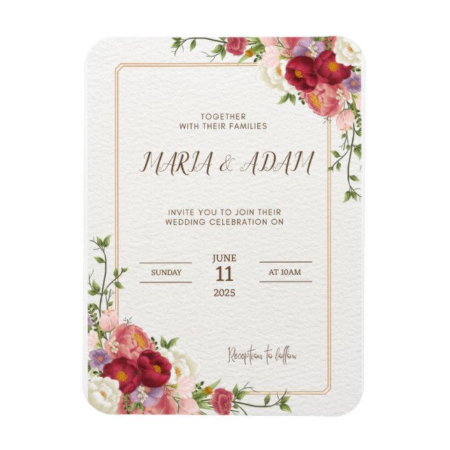 Rustikale neutrale Boho-Blumenzelleneinladung Magnet (Vertikal)