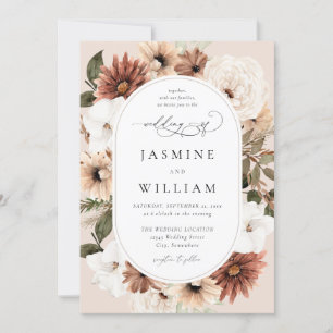 Rustikale neutrale Boho Floral Wedding S2 - Beige Einladung