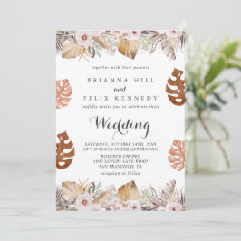 Rustikale neutrale Boho-Hochzeit Einladung