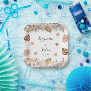 Rustikale neutrale Boho-Hochzeit Pappteller