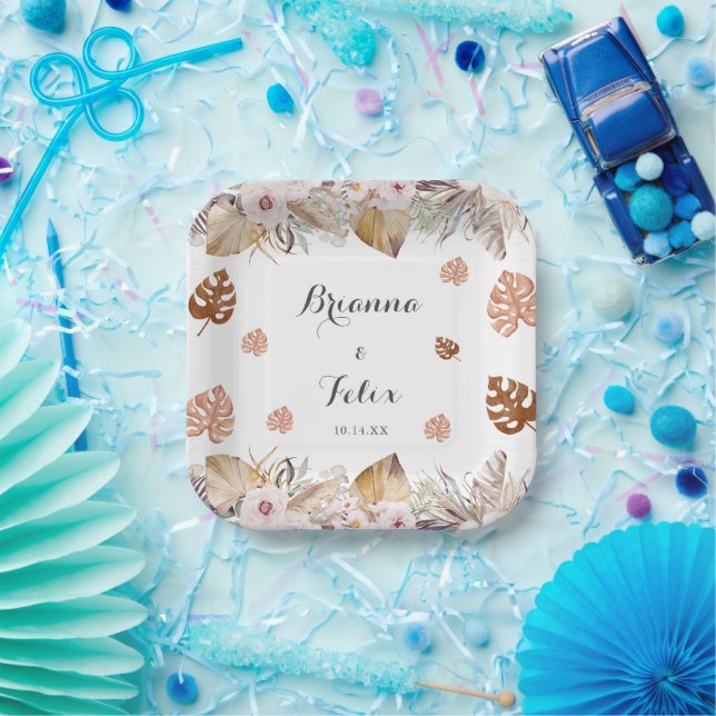 Rustikale neutrale Boho-Hochzeit Pappteller (Party)