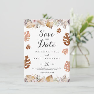 Rustikale neutrale Boho-Hochzeit Save The Date