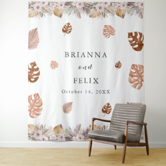 Rustikale neutrale Boho-Hochzeit Wandteppich
