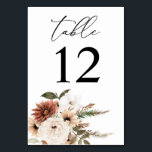 Rustikale neutrale Boho-Tischnummer Tischnummer<br><div class="desc">Dress up your wedding or Party tables with your Rustic Neutral Boho Floral Tischnummer Card.</div>