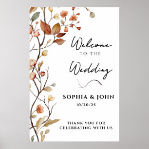 Rustikale, neutrale Botanische Hochzeit Poster