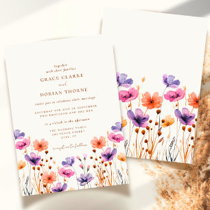 Rustikale, neutrale Elfenbeinküste, Wildblume Boho Einladung