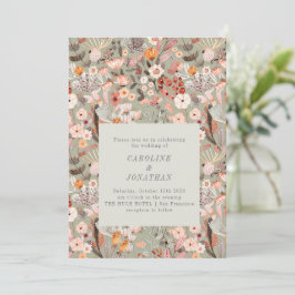 Rustikale neutrale Erdtöne florale Boho Hochzeit Einladung