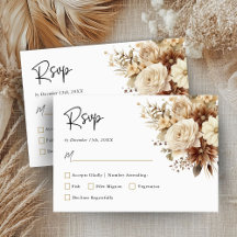 Rustikale, neutrale, florale RSVP-Karte