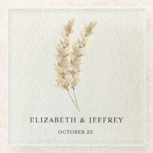 Rustikale neutrale Groß-Hochzeit von Boho Pampas Glasuntersetzer