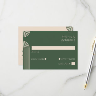 Rustikale, neutrale grüne Hochzeit RSVP Karte