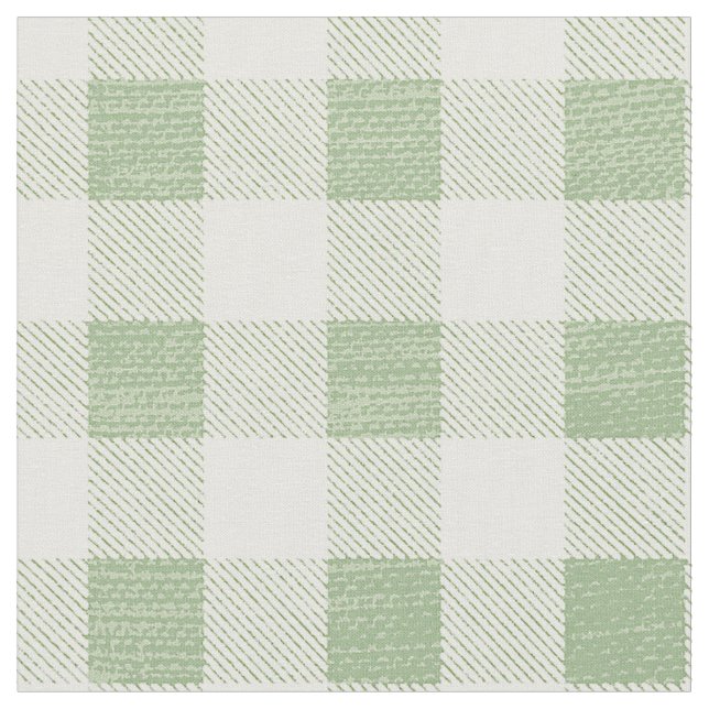 Rustikale neutrale Sage Gingham Buffalo Kariert Stoff (Nahaufnahme)