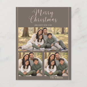 Rustikale neutrale Weihnachtsfamilienfoto Feiertagspostkarte