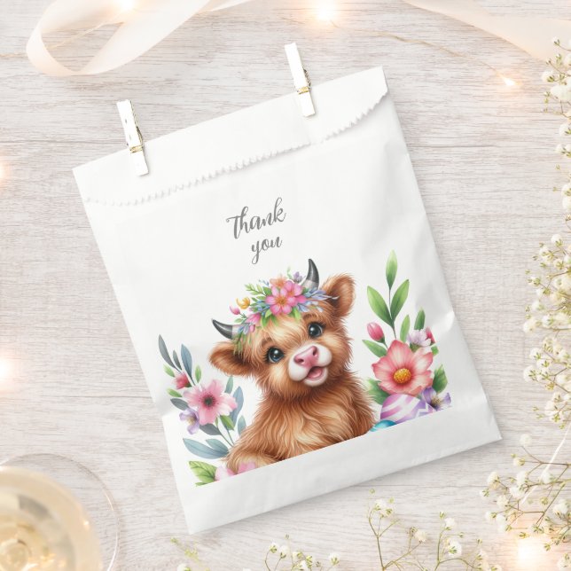 Rustikale Niedlich Baby Highland Cow Baby Dusche Geschenktütchen (Ausgeschnitten)