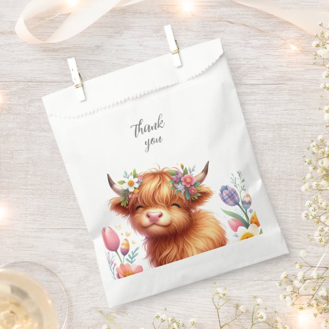 Rustikale Niedlich Baby Highland Cow Baby Dusche Geschenktütchen (Ausgeschnitten)