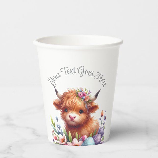 Rustikale Niedlich Baby Highland Cow Baby Dusche Pappbecher (Vorderseite)