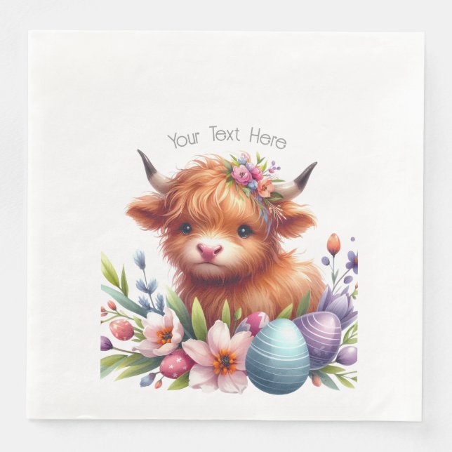 Rustikale Niedlich Baby Highland Cow Baby Dusche Serviette (Vorderseite)
