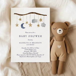 Rustikale Night Sky Moon and Stars Mobile Baby Dus Einladung
