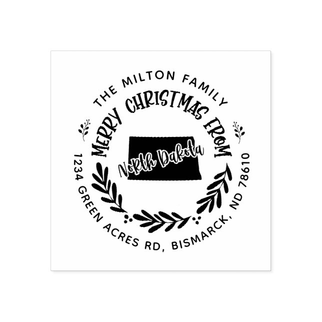 rustikale Norddakota fröhliche Weihnachtsfeier Rüc Gummistempel (Prägung)