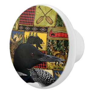 Rustikale North Woods Wilderness Loon Keramikknauf