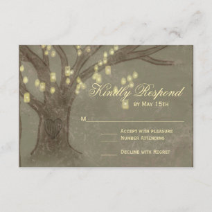 Rustikale Oak Tree Mason Jar Wedding RSVP Card Karte