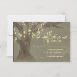Rustikale Oak Tree Mason Jar Wedding RSVP Card Karte