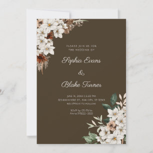 Rustikale Offene Blume Boho Wood Brown Wedding Einladung
