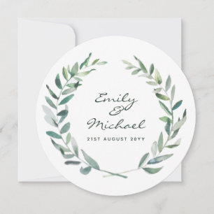Rustikale Olive Blätter Aufkleber Personalisiert Einladung