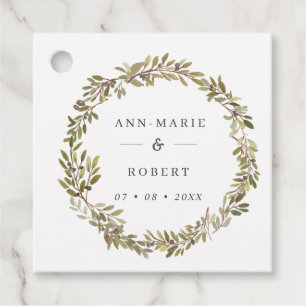Rustikale Olive Wreath Wedding Geschenkanhänger