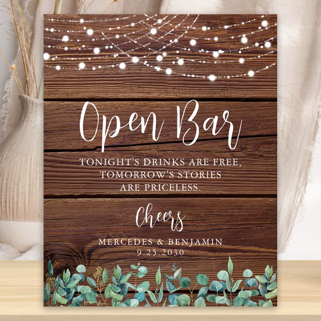 Rustikale Open Bar Greenerity String Lights Weddin Poster (Von Creator hochgeladen)