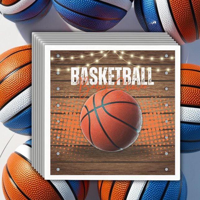 Rustikale Orange Basketball Babydusche Serviette (Von Creator hochgeladen)