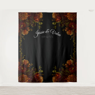 Rustikale Orange Black Elegante Hochzeit Einladung Wandteppich