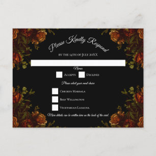 Rustikale Orange Black Elegante Wedding Feiertagspostkarte