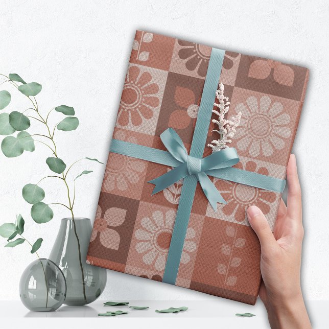 Rustikale Orange Brown Burlap - Wrapping Paper Rol Geschenkpapier (Von Creator hochgeladen)