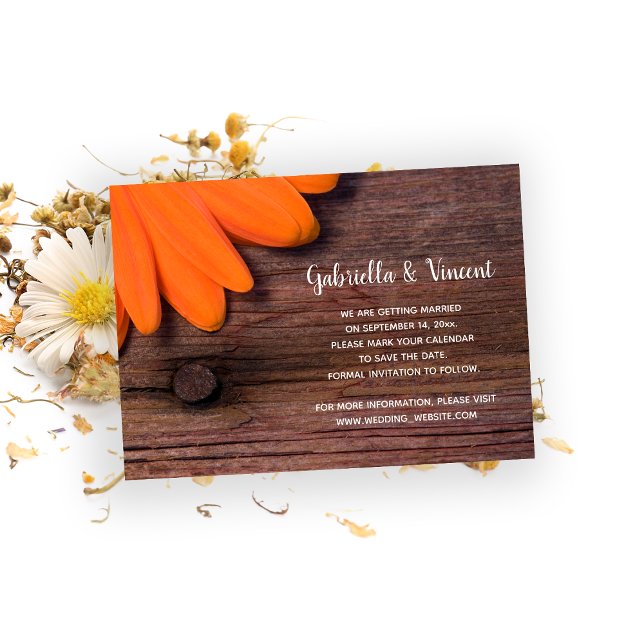 Rustikale Orange Daisy Barn Wedding Save the Date (Von Creator hochgeladen)
