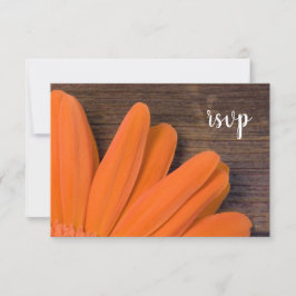 Rustikale Orange Daisy Barn Wood Wedding RSVP Card Karte
