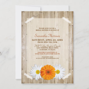 Rustikale Orange Daisy Bridal Dusche Einladung