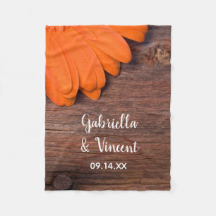 Rustikale Orange Daisy Country Wedding Fleecedecke
