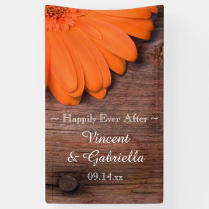 Rustikale Orange Daisy und Barnholz Country Weddin Banner